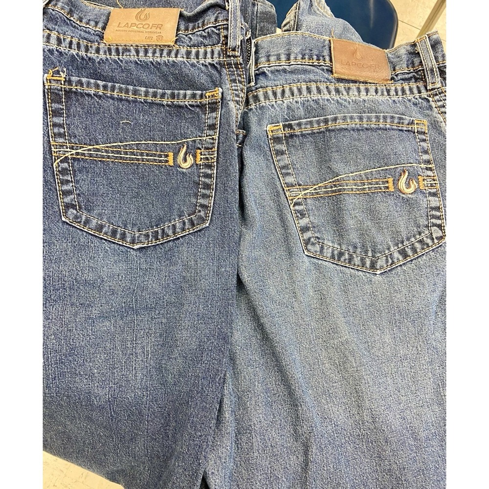 2 Lapco FR Men's 40x32 Blue Faded Medium Wash Flame Resistant Work Denim Jeans**